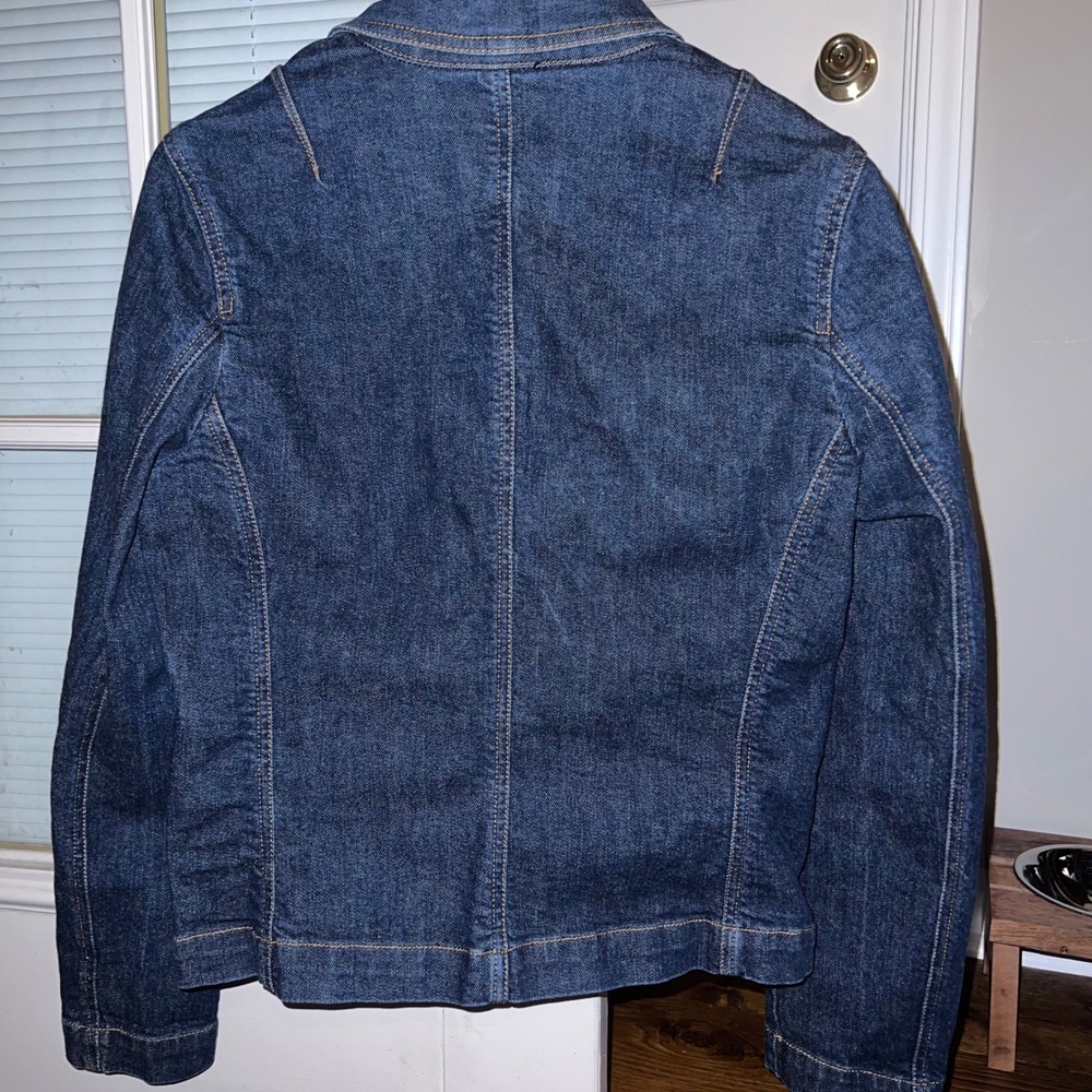 The Limited Womens Dark Wash Denim Blazer Single Button Jacket Blue EUC Classic - Picture 2 of 8